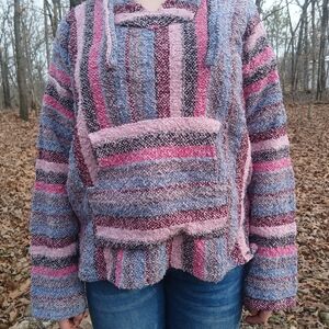 Baja Hoodie Women's M, Utility Jacket, Hippie Striped Soft And Flexible